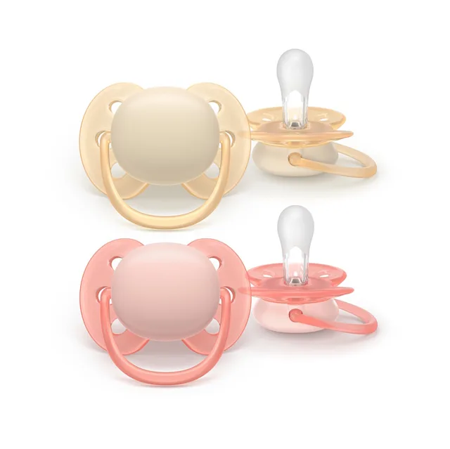 PHILIPS AVENT Dudlík ultrasoft 0-6m růžový a žlutý 2 kusy