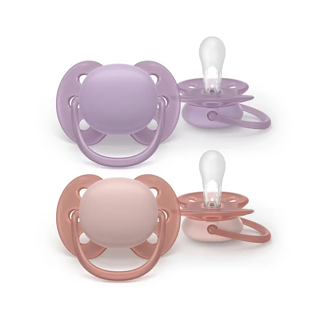 PHILIPS AVENT Dudlík ultrasoft 6-18m fialový a oranžový 2 kusy