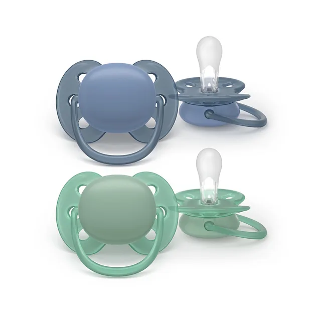 PHILIPS AVENT Dudlík ultrasoft 6-18m modrý a zelený 2 kusy