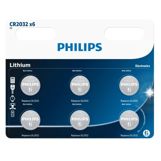 PHILIPS CR2032P6/01B  knoflíková baterie 6 kusů