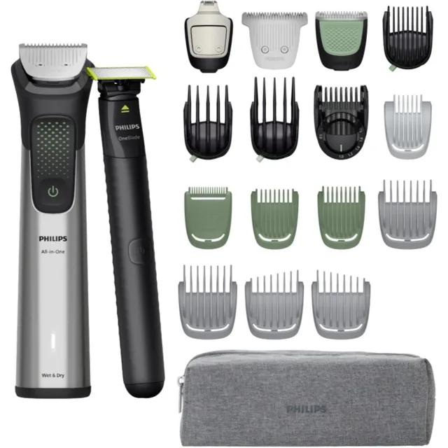 Philips Series 9000 MG9557/15 multifunkční zastřihovač + Philips One Blade Face 1 ks