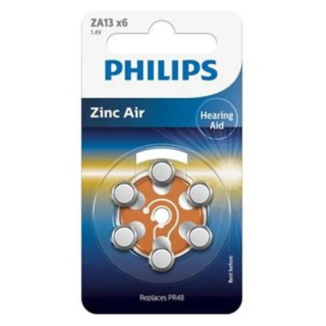 PHILIPS ZA13B6A/00 baterie do naslouchadla 6 kusů