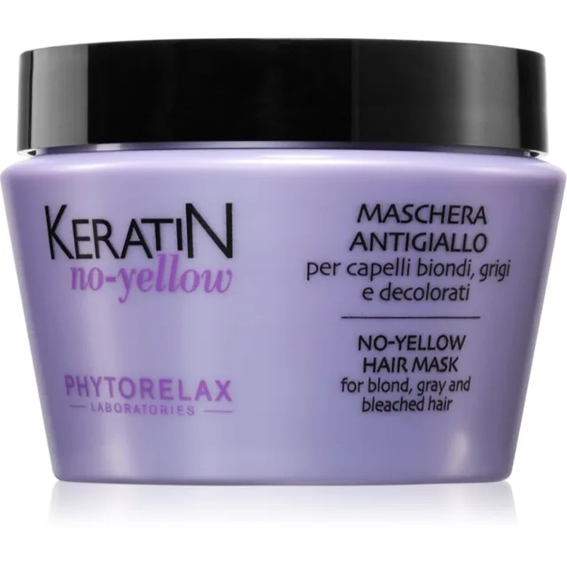 Phytorelax Laboratories Keratin No-Yellow maska proti žlutým tónům pro blond a šedivé vlasy 250 ml