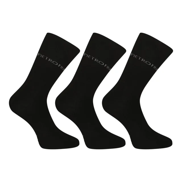 Pietro Filipi 3PACK ponožky vysoké bambusové černé (3PBV001) XL