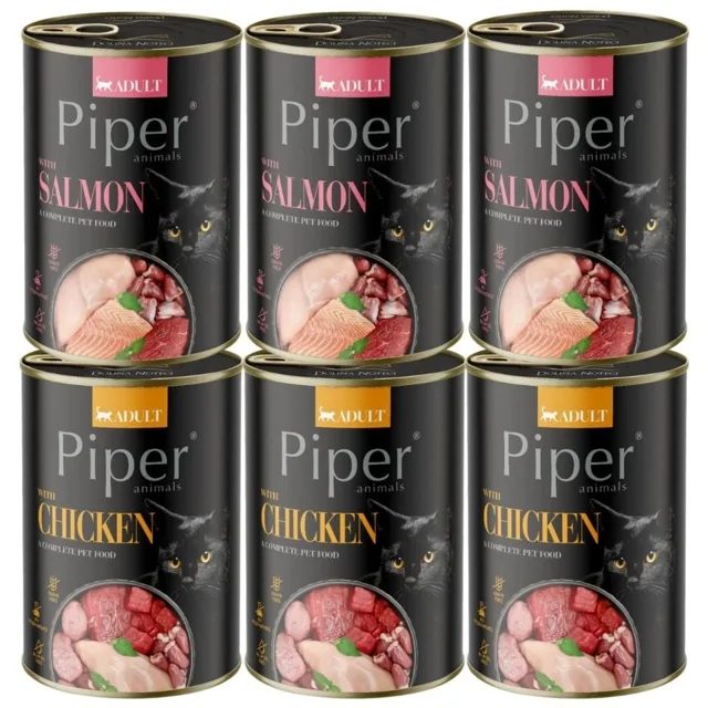 PIPER Animals 6x400 g s lososem a kuřecím masem, mokré krmivo pro kočky