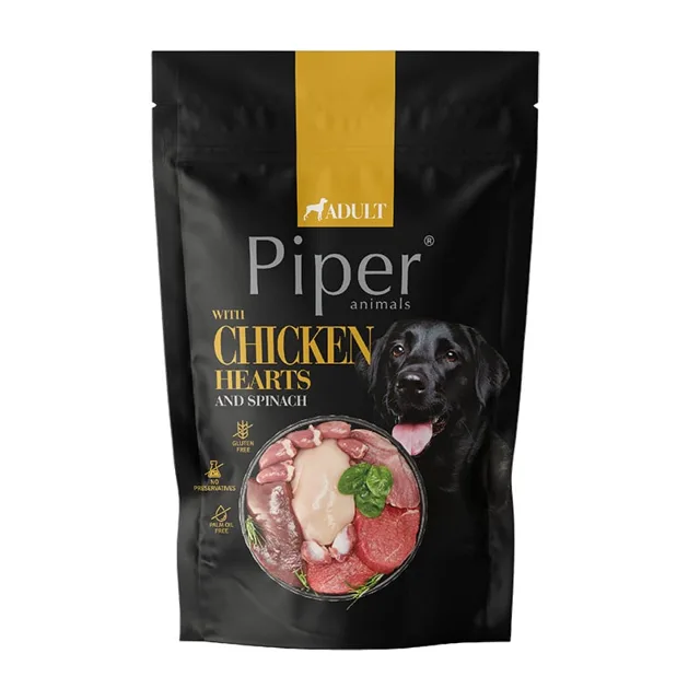 PIPER Animals srdíčky z kuřete a špenátem 500 g mokré krmivo pro psy