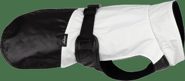 Pláštěnka pro psy Amiplay Fluo fluorescenční černo-bílá 40 × 46 × 52–62 cm