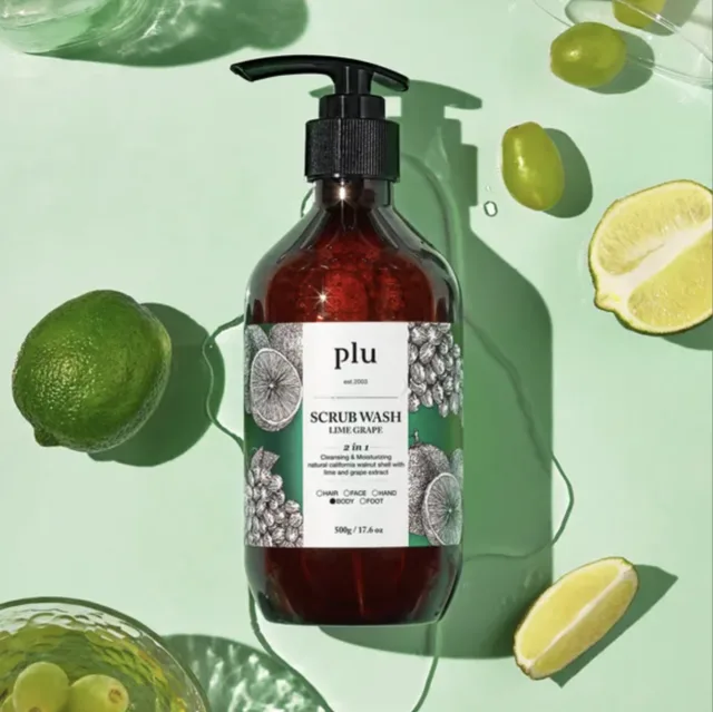 PLU - Scrub Wash Lime Grape - Peelingový sprchový gel s limetkou a hroznem - 500 ml