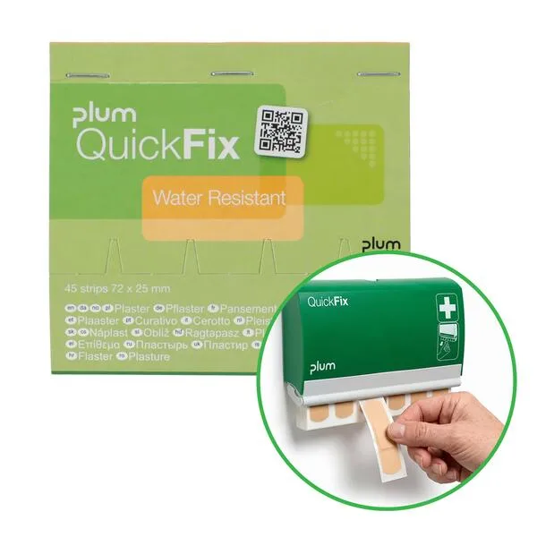 Plum QuickFix Voděodolné náplasti, náhradní náplň do dávkovače, 45 ks
