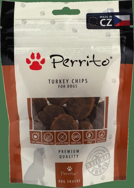 Pochoutka Perrito sušené krůtí chipsy pro psy 100 g
