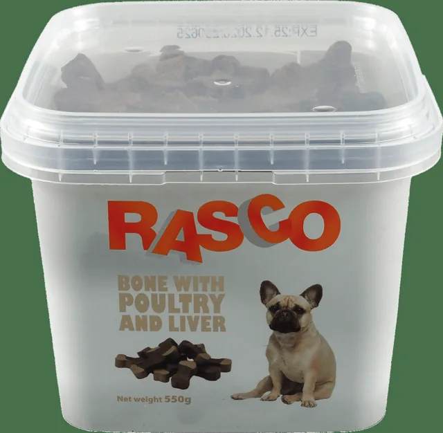 Pochoutka Rasco kost s drůbežím a játry 3cm 550g