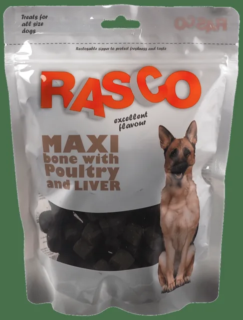 Pochoutka Rasco Maxi kost s drůbežím a játry 5cm 450g