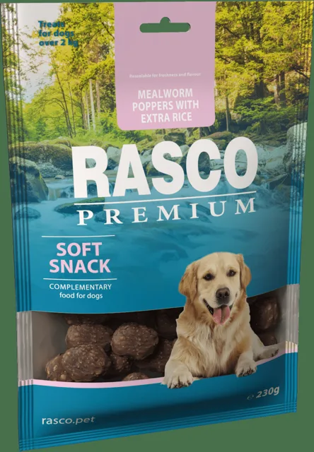 Pochoutka Rasco Premium mouční červi a extra rýže 230g