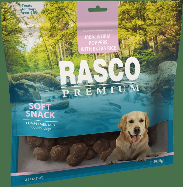 Pochoutka Rasco Premium mouční červi a extra rýže 500g