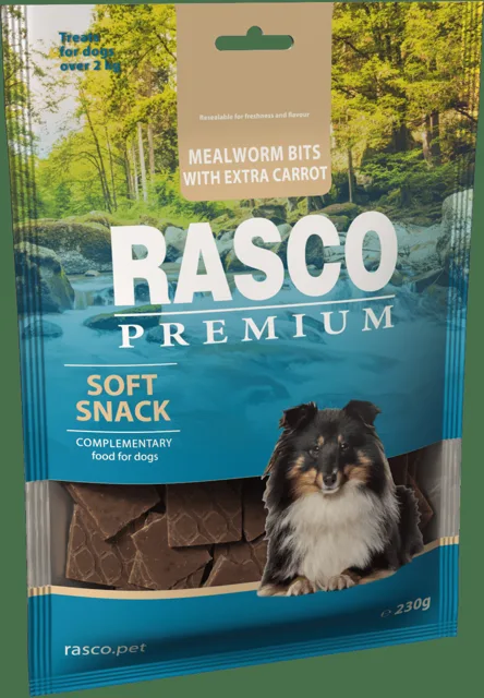 Pochoutka Rasco Premium mouční červi s extra mrkví 230g