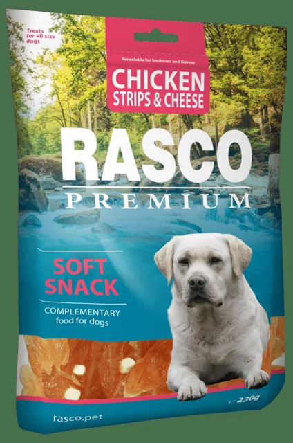Pochoutka Rasco Premium proužky kuřecí se sýrem 230g