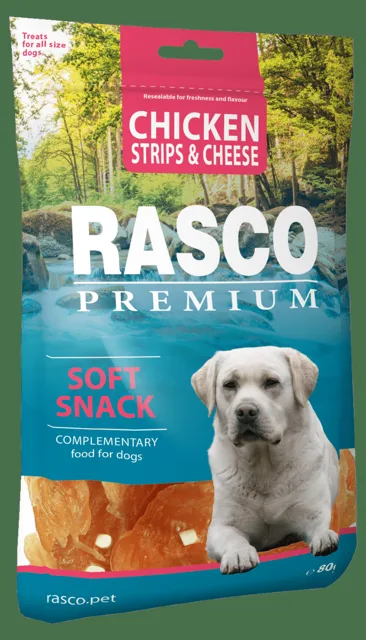 Pochoutka Rasco Premium proužky kuřecí se sýrem 80g