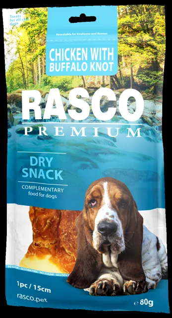 Pochoutka Rasco Premium uzel bůvolí obalené kuřecím masem 80g