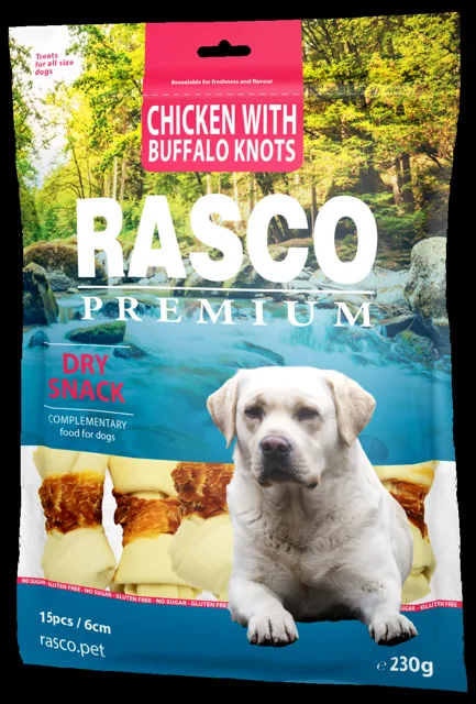 Pochoutka Rasco Premium uzly bůvolí obalené kuřecím masem 230g