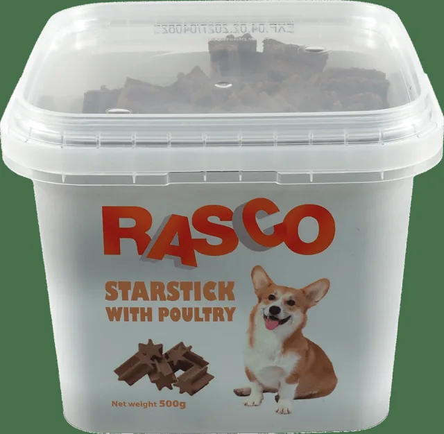 Pochoutka Rasco tyčinky ve tvaru hvězdy s drůbežím 3cm 500g