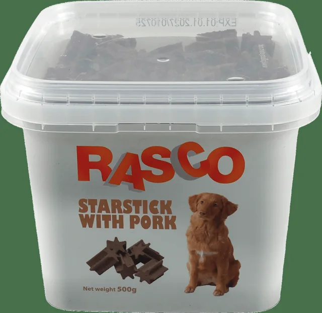 Pochoutka Rasco tyčinky ve tvaru hvězdy s vepřovým 3cm 500g