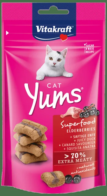 Pochoutka Vitakraft Cat Yums Superfood kachna s bezinkou 40g