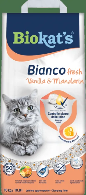 Podestýlka Biokat's Bianco Fresh vanilka a mandarinka 10 kg
