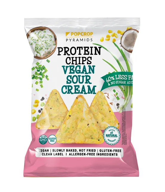 Popcrop Proteinové chipsy s příchutí sour cream, 60 g