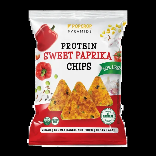 Popcrop Pyramids Proteinové chipsy Sladká paprika 60 g