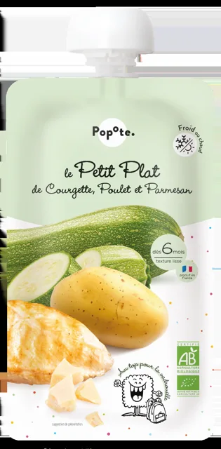 Popote BIO Dětské menu s cuketou, kuřetem a parmezánem 6m+ 180 g