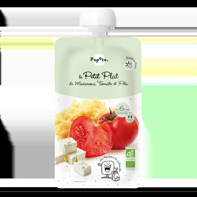 Popote BIO Dětské menu s těstovinami, rajčaty a fetou 6m+ 180 g