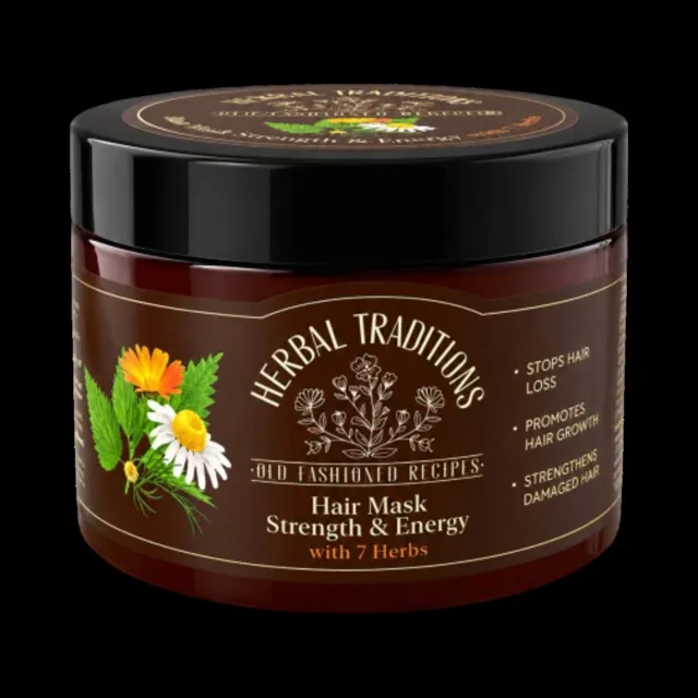 Posilující maska na vlasy se 7 bylinkami na podporu růstu vlasů - 300 ml - Herbal Traditions