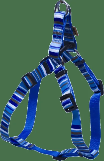 Postroj BaF nylon proužky modrý 1,5x32-46cm