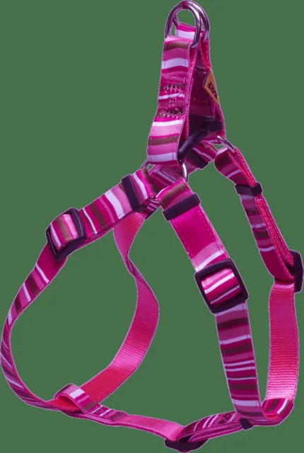 Postroj BaF nylon proužky růžový 1,5x32-46cm
