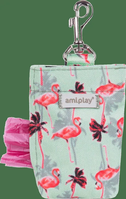 Pouzdro na sáčky na psí exkrementy Amiplay BeHappy Flamingo 6 × 2 × 11 cm