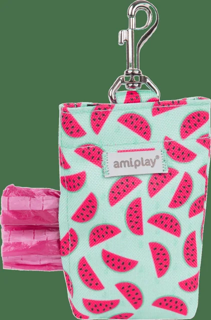 Pouzdro na sáčky na psí exkrementy Amiplay BeHappy Watermelon 6 × 2 × 11 cm