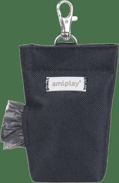 Pouzdro na sáčky na psí exkrementy Amiplay Samba černé 6 × 2 × 11 cm