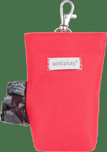 Pouzdro na sáčky na psí exkrementy Amiplay Samba červené 6 × 2 × 11 cm