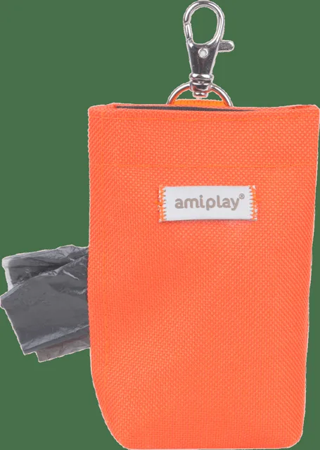 Pouzdro na sáčky na psí exkrementy Amiplay Samba oranžové 6 × 2 × 11 cm