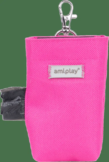 Pouzdro na sáčky na psí exkrementy Amiplay Samba růžové 6 × 2 × 11 cm