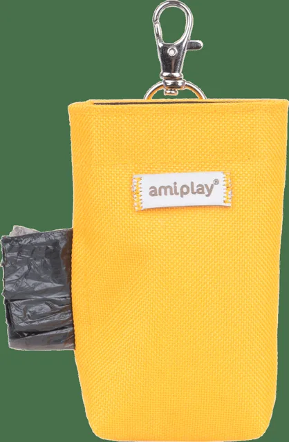 Pouzdro na sáčky na psí exkrementy Amiplay Samba žluté 6 × 2 × 11 cm