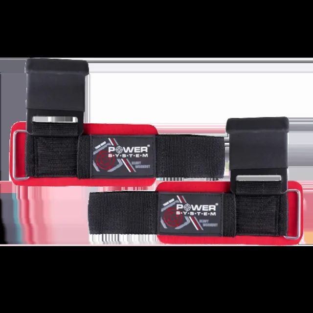 Power System Posilovací háky na cvičení Hardcore Hooks červené - L