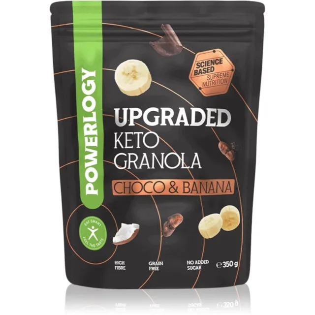 Powerlogy Upgraded Keto Granola granola vhodné při keto dietě příchuť Choco and Banana 350 g