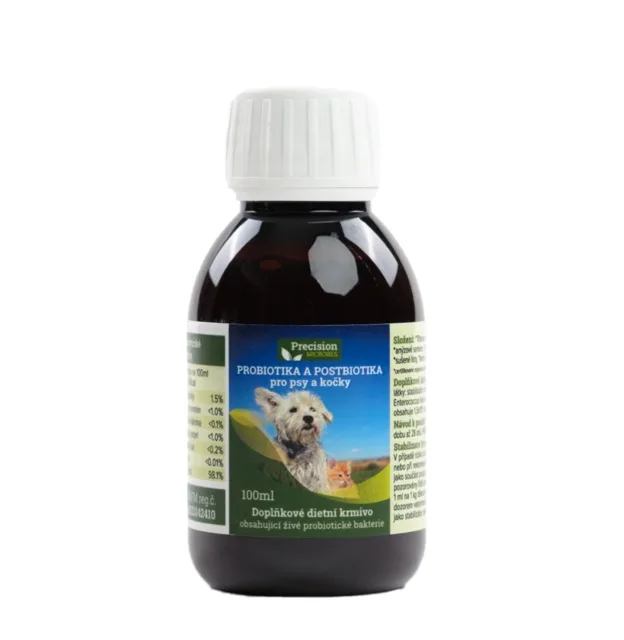 Precision Microbes Probiotika a postbiotika pro psy a kočky 100 ml
