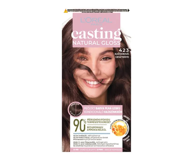 Přeliv bez amoniaku Loréal Casting Natural Gloss - 423 kaštanová - L’Oréal Paris + dárek zdarma