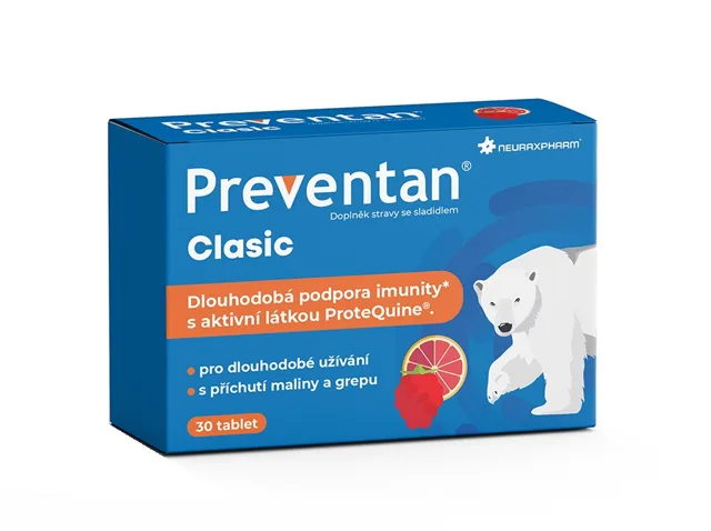 Preventan Clasic s příchutí maliny a grepu 30 tablet