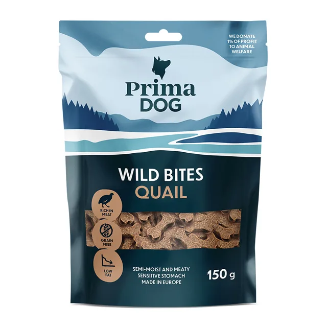 PrimaDog Wild Bites Soft Snack - křepelka a hloh (150 g)