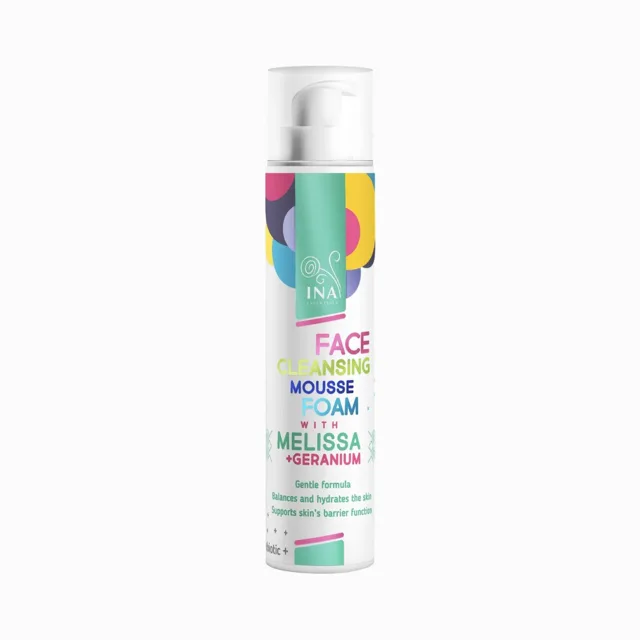 Přírodní čisticí pěna na obličej s meduňkou a gerániem pro každý typ pleti - 90 ml - INA Essentials