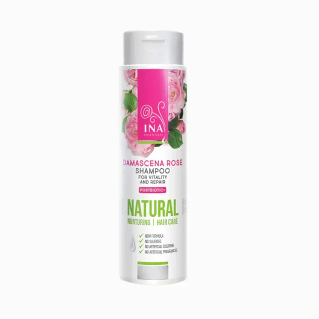 Přírodní růžový šampon pro suché a poškozené vlasy – 200 ml – INA Essentials