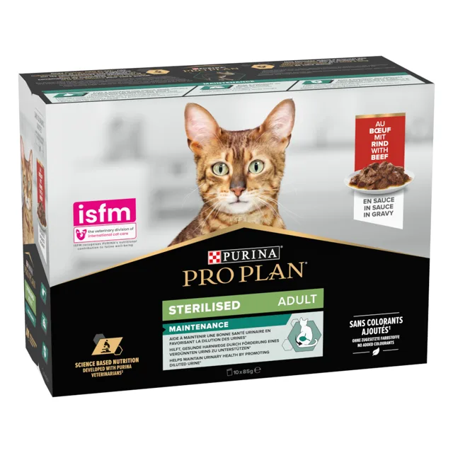 PRO PLAN Adult Sterilised Maintenance kapsičky 10 x 85 g - hovězí